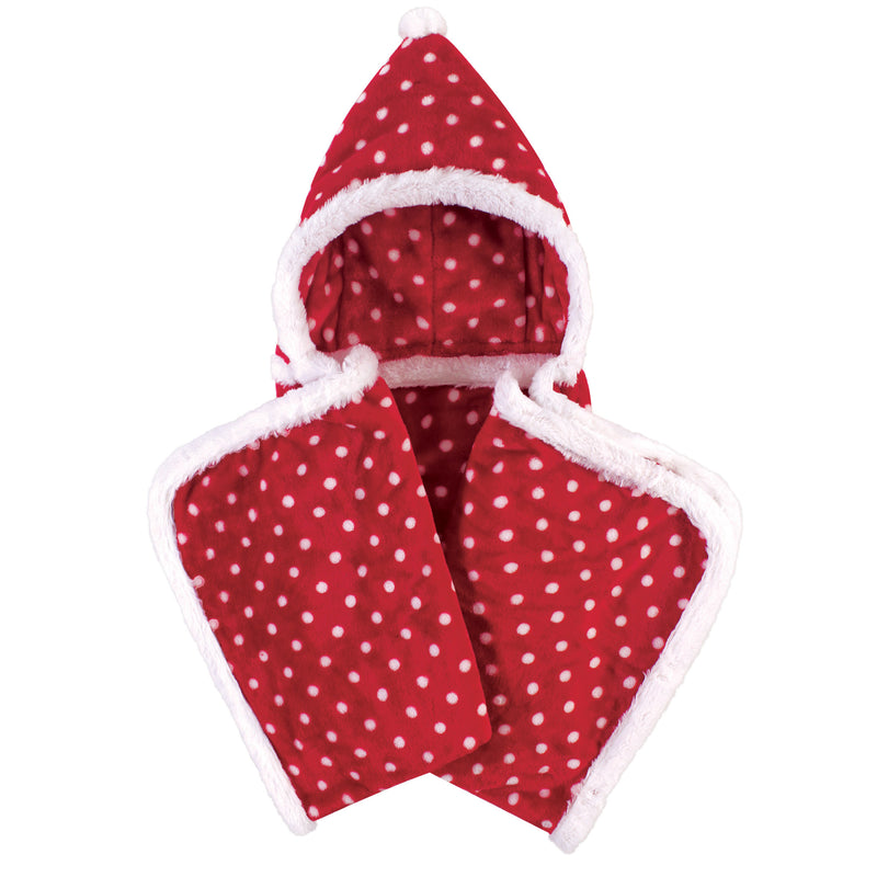 Hudson Baby Hooded Animal Face Plush Blanket, Red Polka Dot