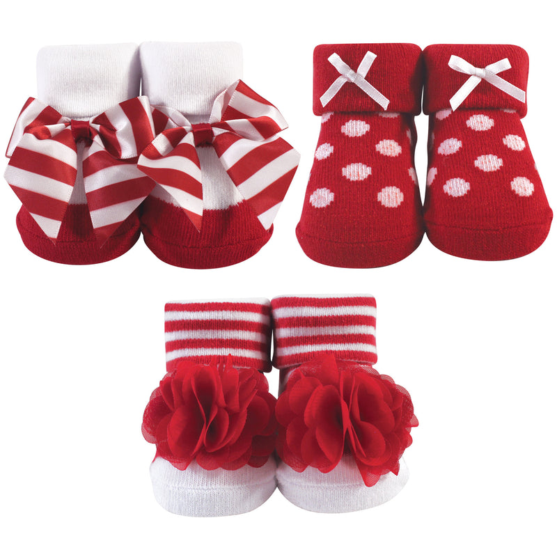 Hudson Baby Socks Boxed Giftset, Red White Stripe
