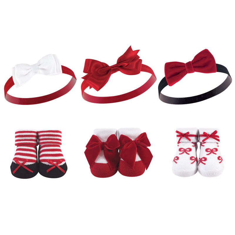 Hudson Baby Headband and Socks Giftset, Red Bows