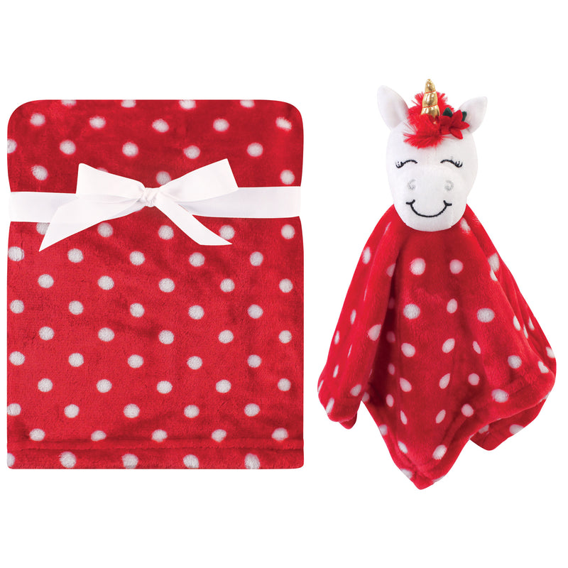 Hudson Baby Plush Blanket with Security Blanket, Christmas Unicorn
