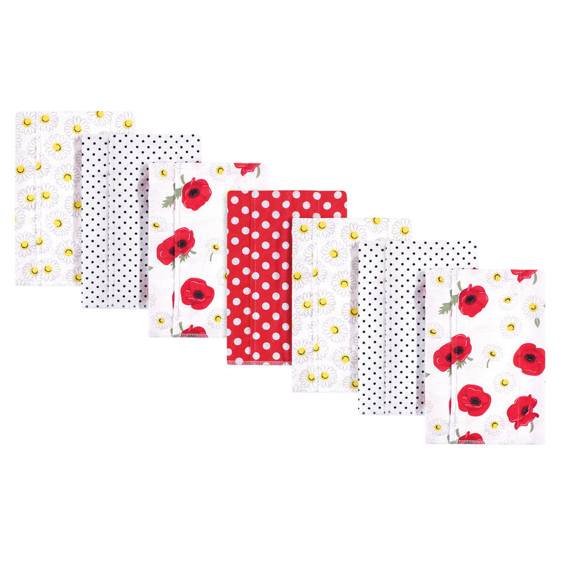 Hudson Baby Cotton Flannel Burp Cloths, Poppy Daisy