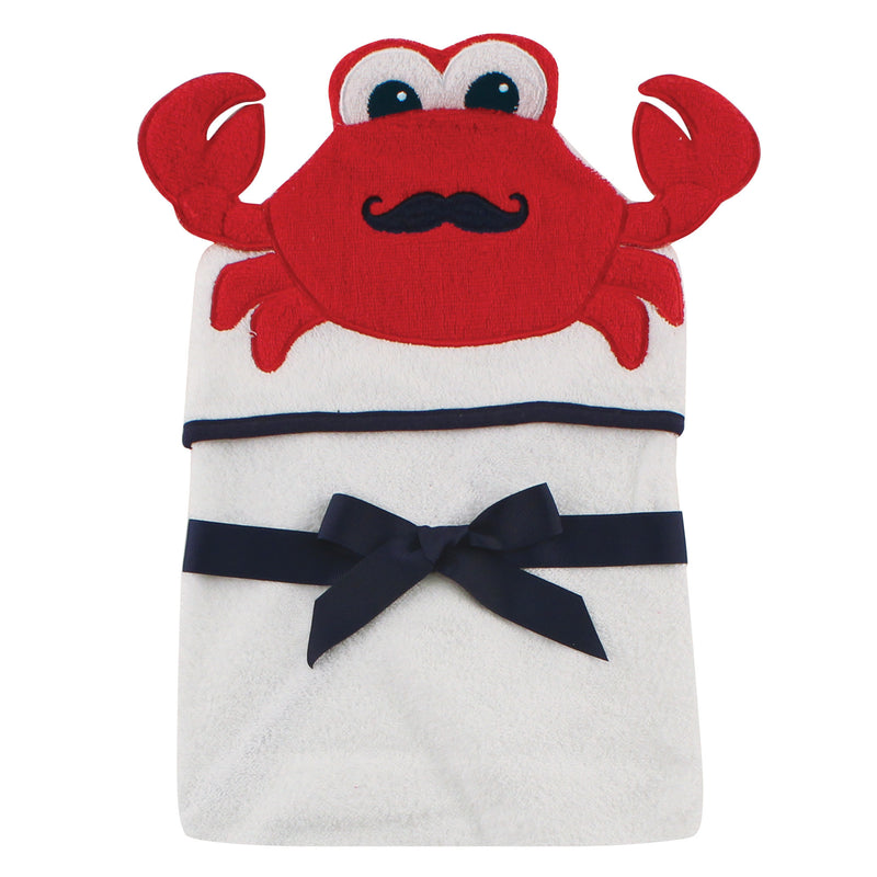 Hudson Baby Cotton Animal Face Hooded Towel, Mr Crab