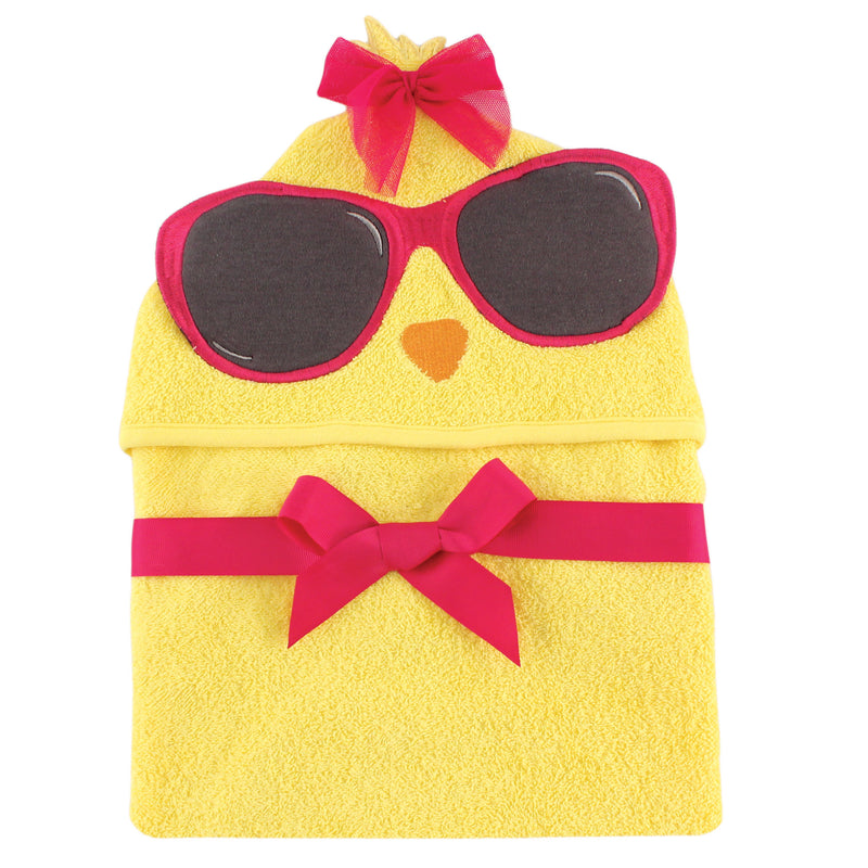 Hudson Baby Cotton Animal Face Hooded Towel, Cool Chick
