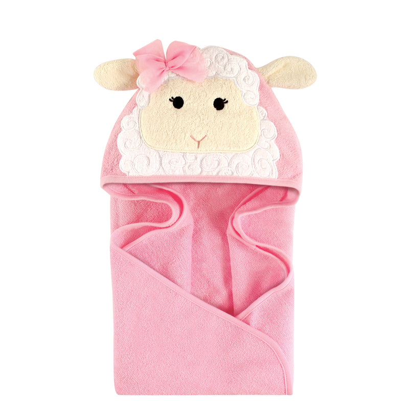 Hudson Baby Cotton Animal Face Hooded Towel, Lamb