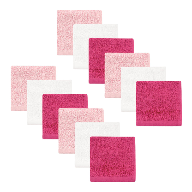Hudson Baby Cotton Bundle Washcloths, Basic Pink 12-Pack