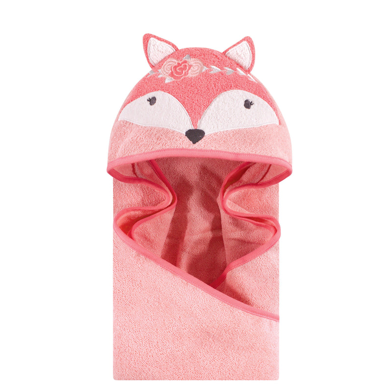 Hudson Baby Cotton Animal Face Hooded Towel, Boho Fox