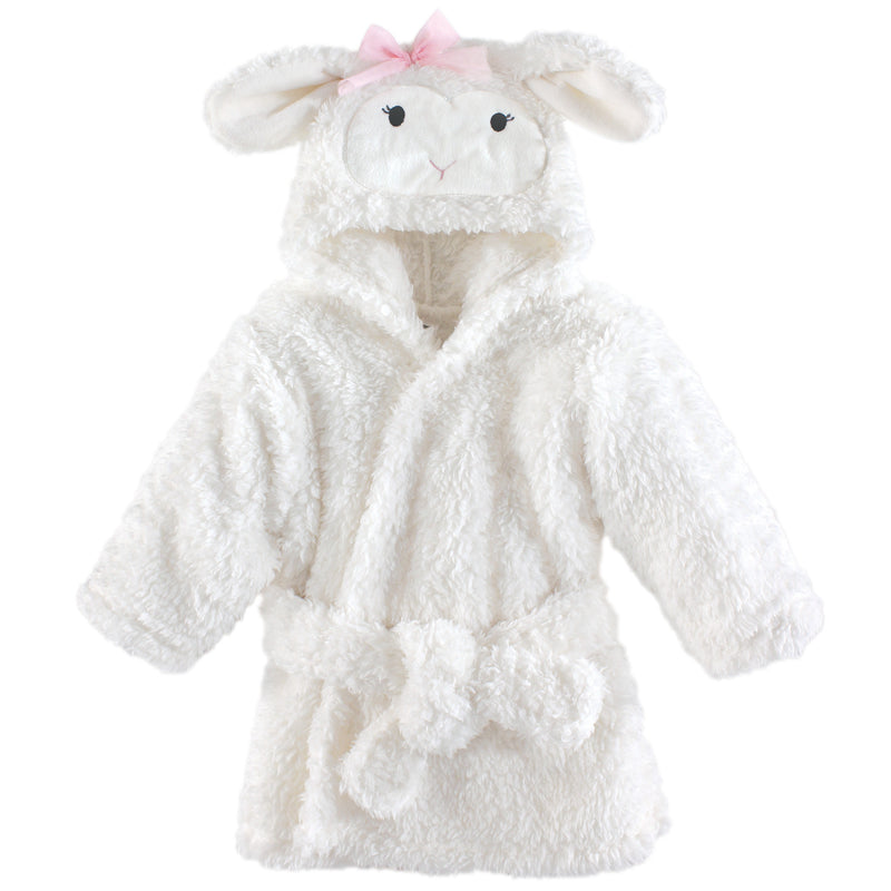 Hudson Baby Plush Animal Face Bathrobe, Girl Lamb