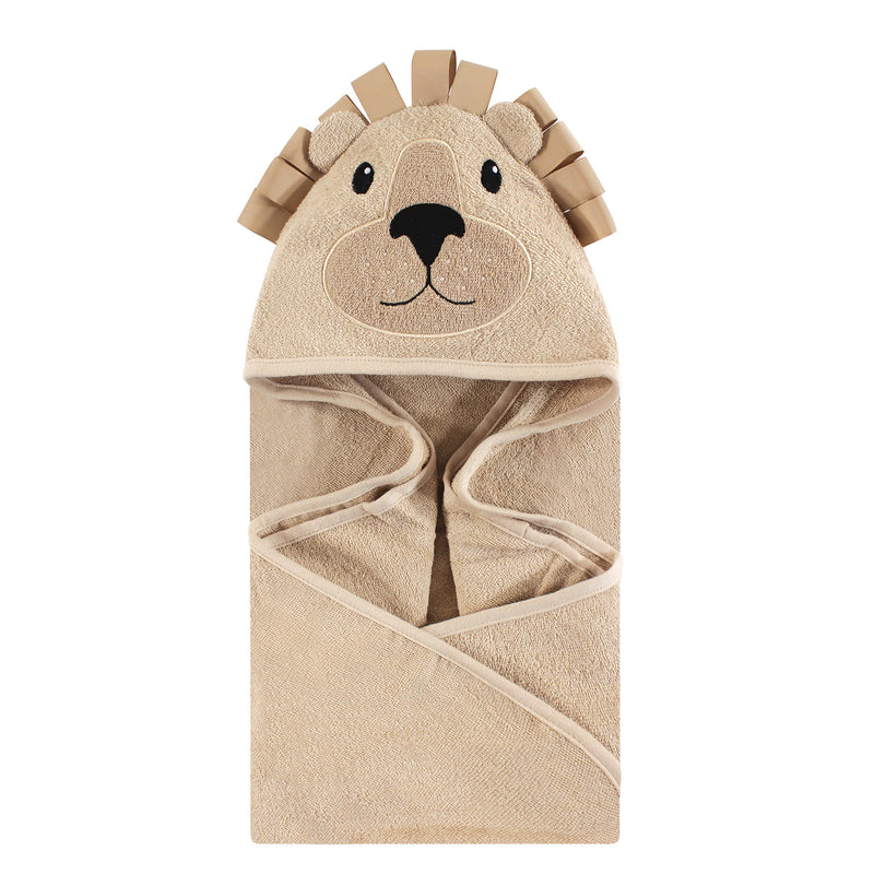 Hudson Baby Cotton Animal Face Hooded Towel, Lion