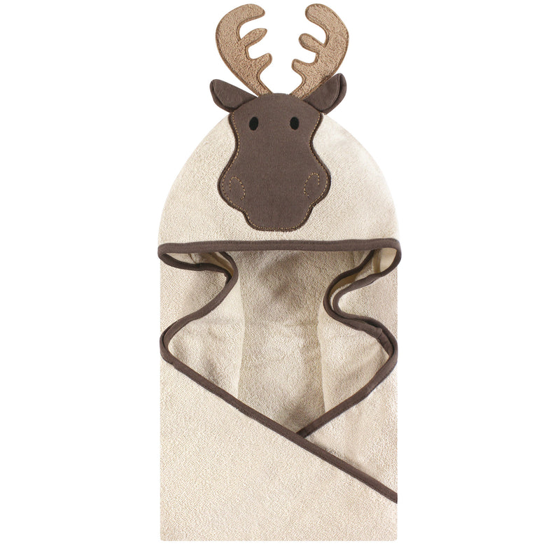 Hudson Baby Cotton Animal Face Hooded Towel, Modern Moose