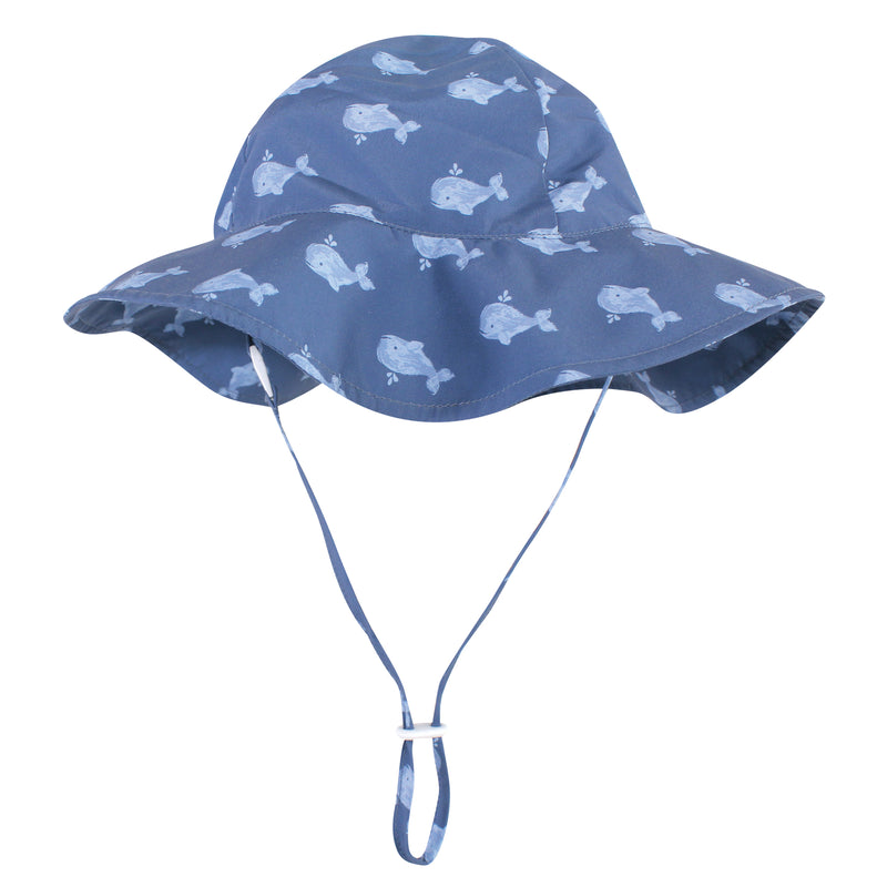 Hudson Baby Sun Protection Hat, Dark Blue Whale