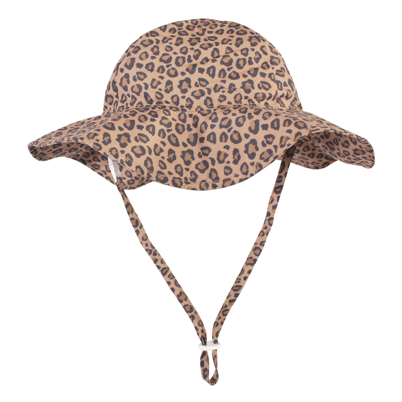 Hudson Baby Sun Protection Hat, Brown Leopard