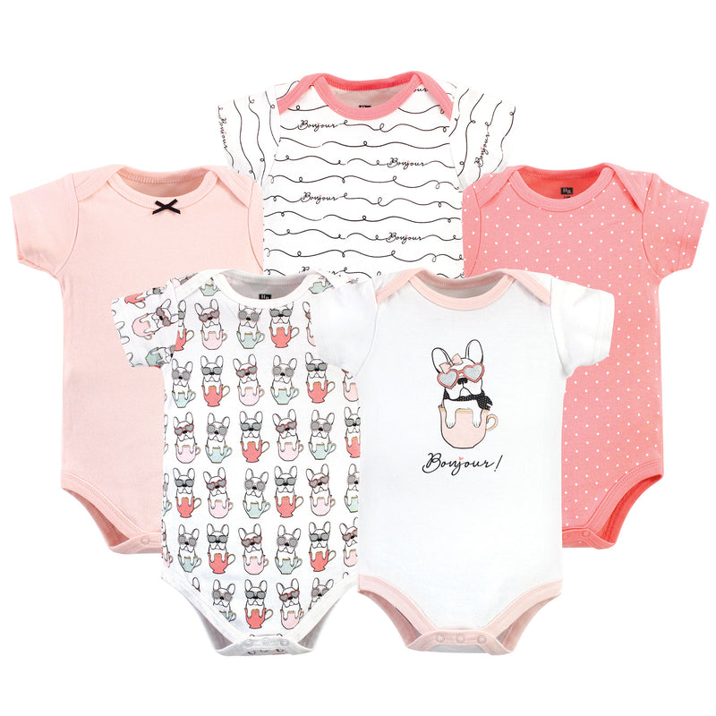 Hudson Baby Cotton Bodysuits, Bonjour Pink