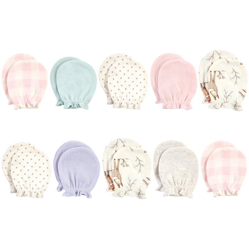 Hudson Baby Cotton Scratch Mittens, Enchanted Forest