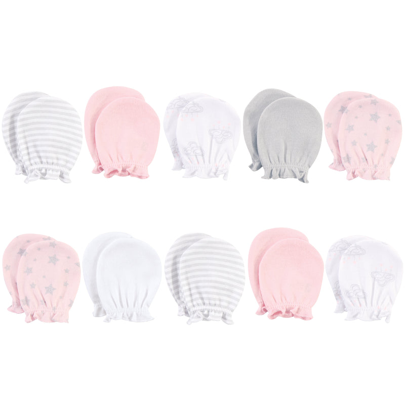 Hudson Baby Cotton Scratch Mittens, Cloud Mobile Pink