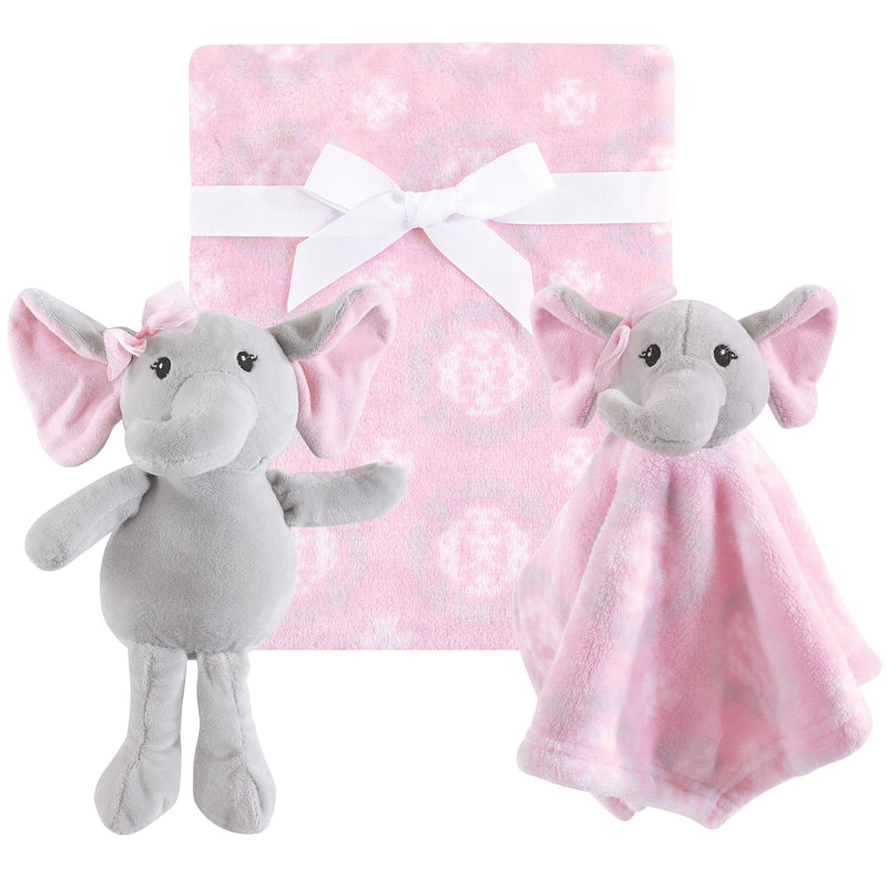 Hudson Baby Plush Blanket, Security Blanket and Toy Set, Pretty Elephant