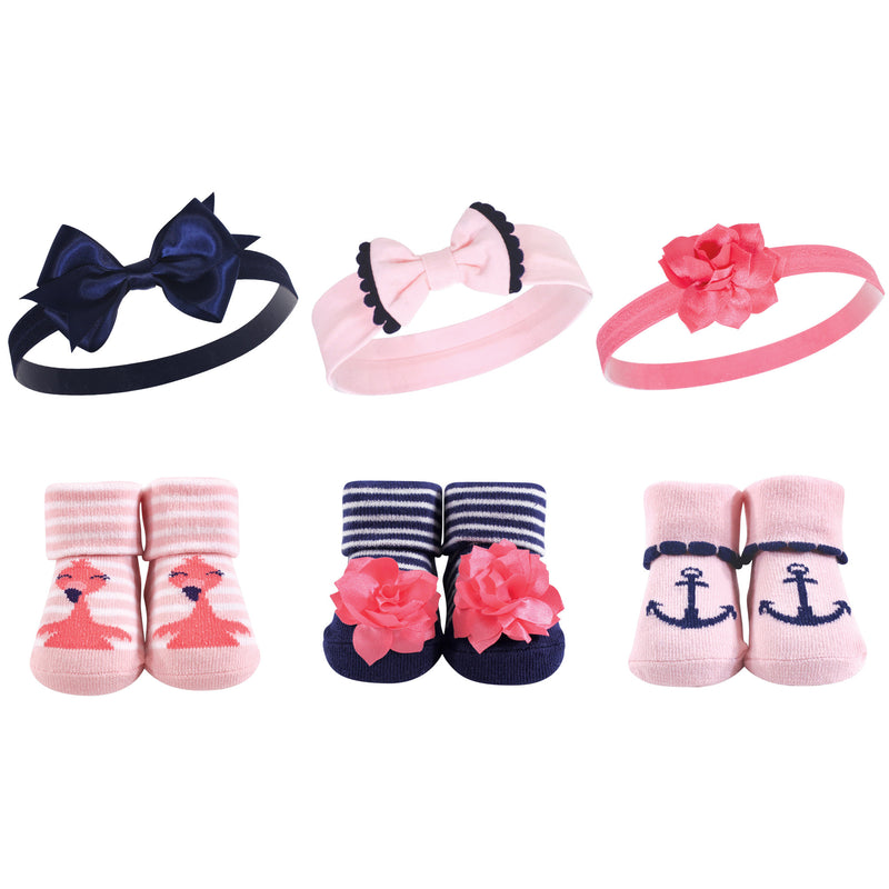 Hudson Baby Headband and Socks Giftset, Flamingo