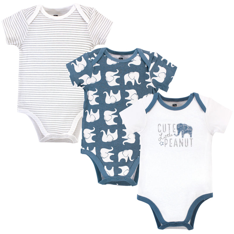 Hudson Baby Cotton Bodysuits, Blue Elephant