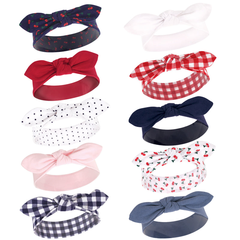Hudson Baby Cotton and Synthetic Headbands, Cherries 10-Pack