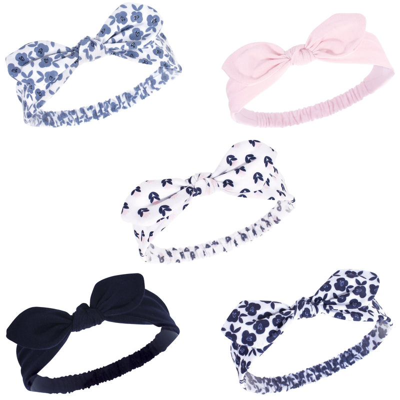 Hudson Baby Cotton and Synthetic Headbands, Blue Floral