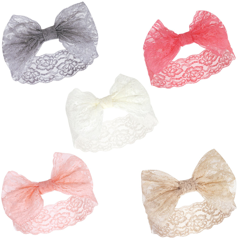 Hudson Baby Cotton and Synthetic Headbands, Charcoal Pink