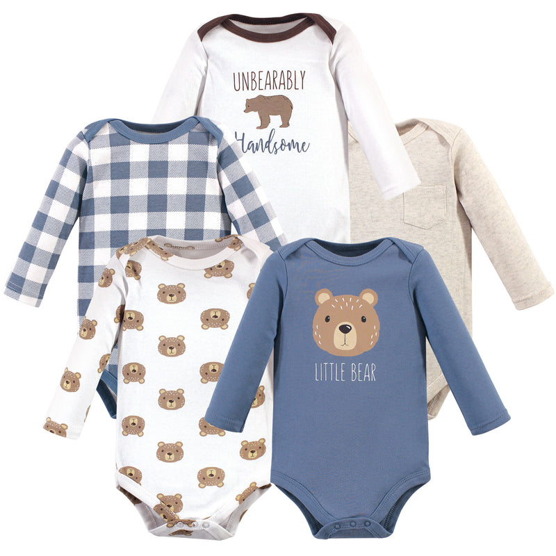 Hudson Baby Cotton Long-Sleeve Bodysuits, Little Bear 5-Pack