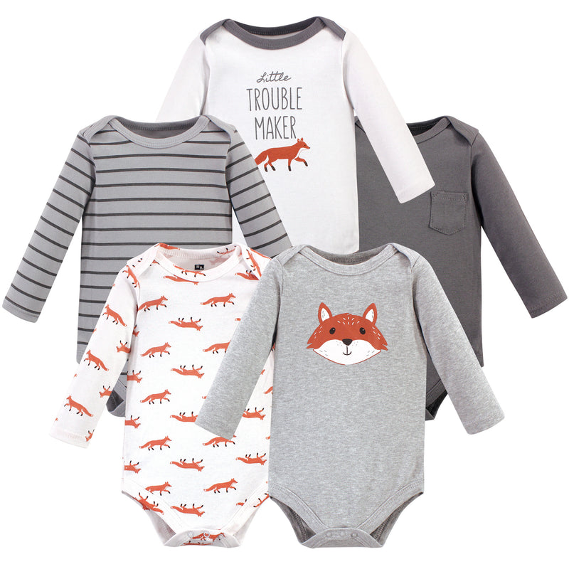 Hudson Baby Cotton Long-Sleeve Bodysuits, Little Fox