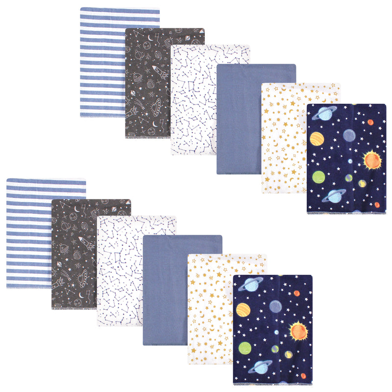 Hudson Baby Cotton Flannel Burp Cloths Bundle, Solar System