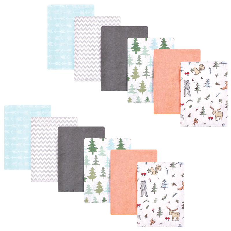 Hudson Baby Cotton Flannel Burp Cloths Bundle, Woodland Friends