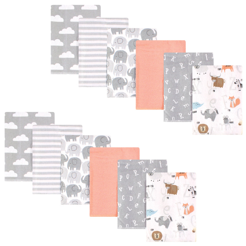 Hudson Baby Cotton Flannel Burp Cloths Bundle, Alphabet
