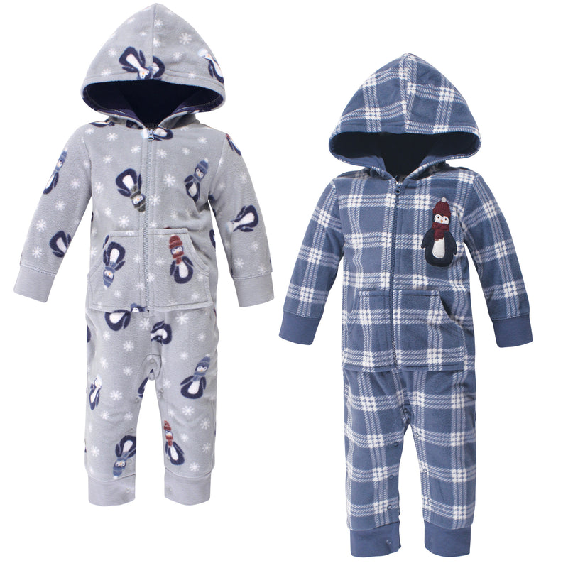 Hudson Baby Fleece Jumpsuits, Coveralls, and Playsuits, Blue Penguin Baby