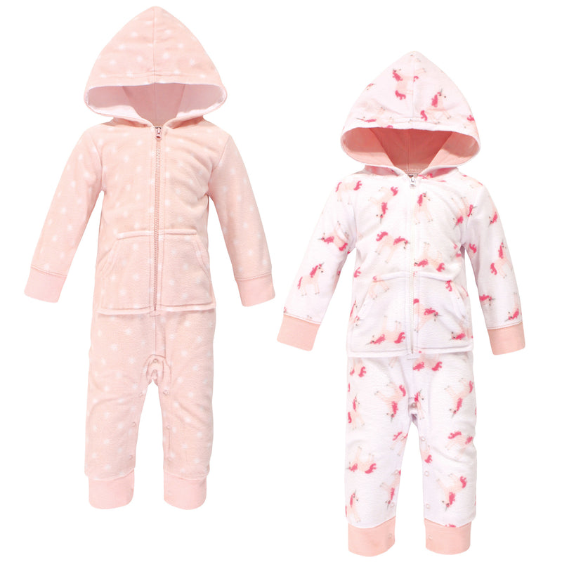 Hudson Baby Fleece Jumpsuits, Coveralls, and Playsuits, Pink Unicorn Baby