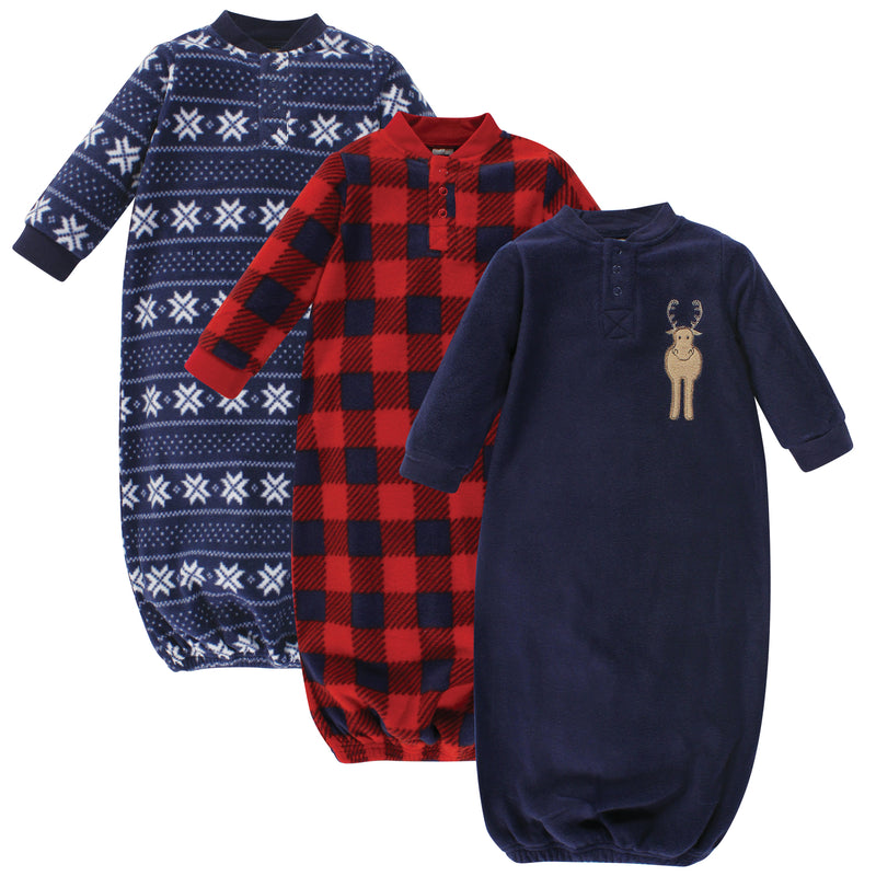 Hudson Baby Fleece Gowns, Forest Moose