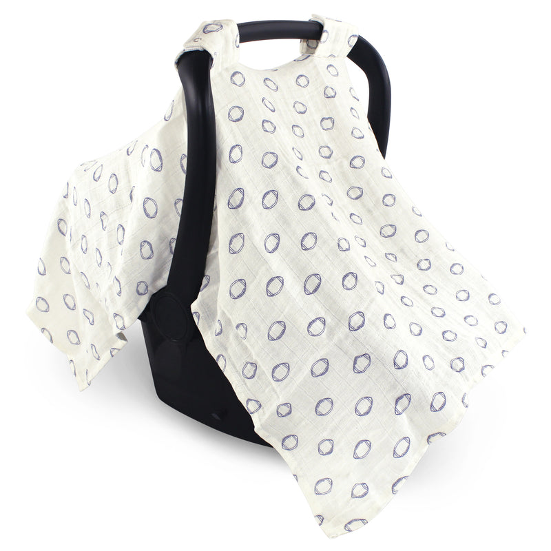 Hudson Baby Muslin Cotton Car Seat and Stroller Canopy, Football