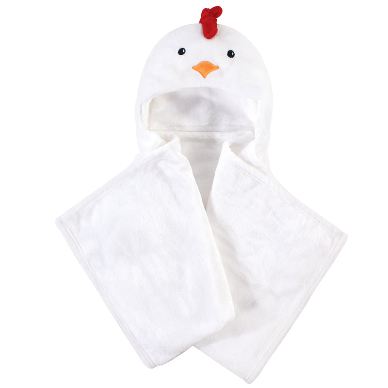 Hudson Baby Hooded Animal Face Plush Blanket, Chicken
