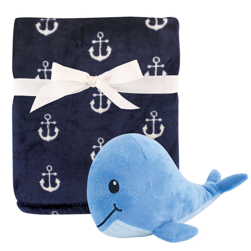 Hudson Baby Plush Blanket with Toy, Anchor Whale