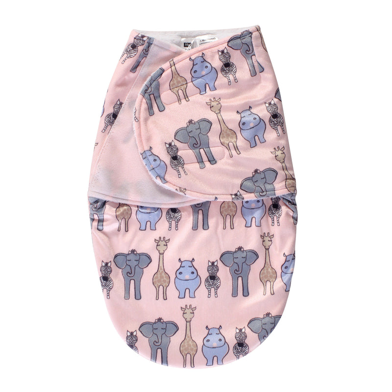 Hudson Baby Plush Swaddle Wrap, Pink Safari