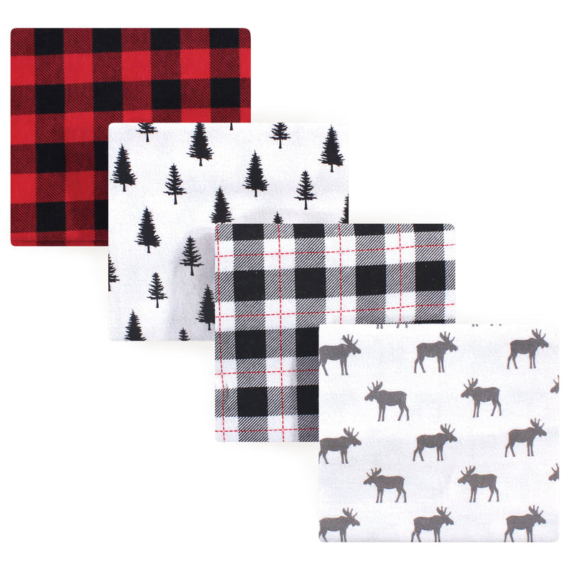 Hudson Baby Cotton Flannel Receiving Blankets, Moose