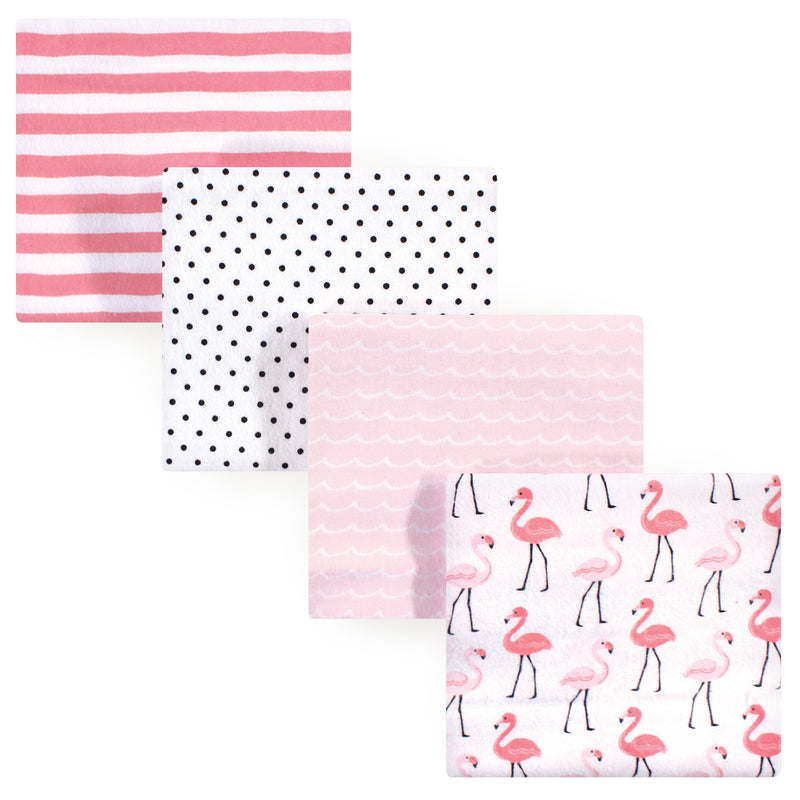 Hudson Baby Cotton Flannel Receiving Blankets, Flamingos