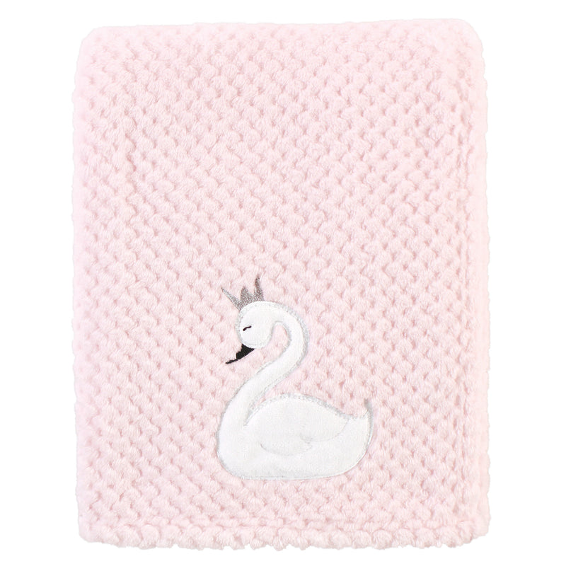 Hudson Baby Plush Waffle Blanket, Swan