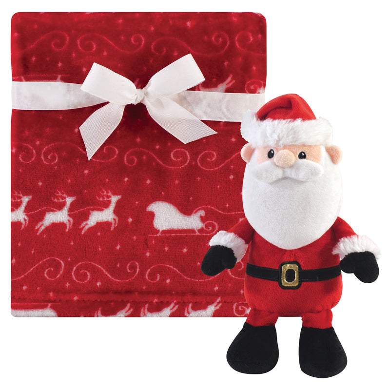 Hudson Baby Plush Blanket with Toy, Santa