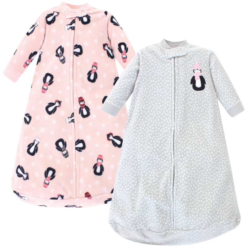Hudson Baby Long-Sleeve Fleece Sleeping Bag, Pink Penguin