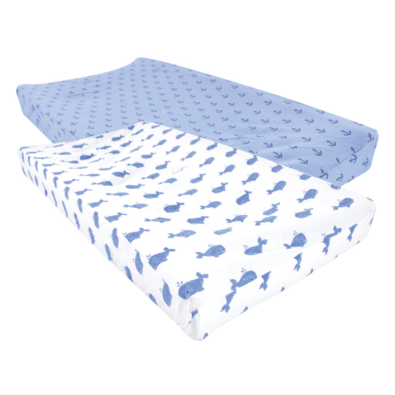 Hudson Baby Cotton Changing Pad Cover, Blue Whale