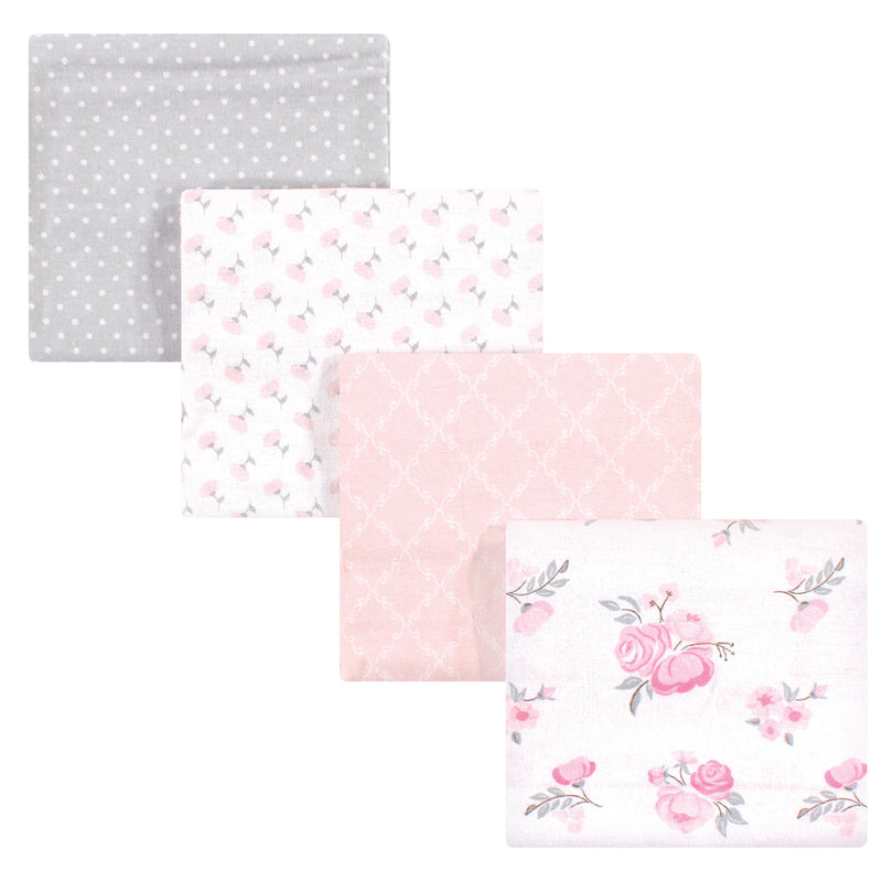 Hudson Baby Cotton Flannel Receiving Blankets, Pink Floral