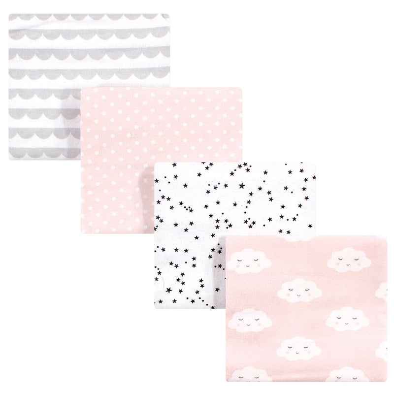 Hudson Baby Cotton Flannel Receiving Blankets, Pink Clouds