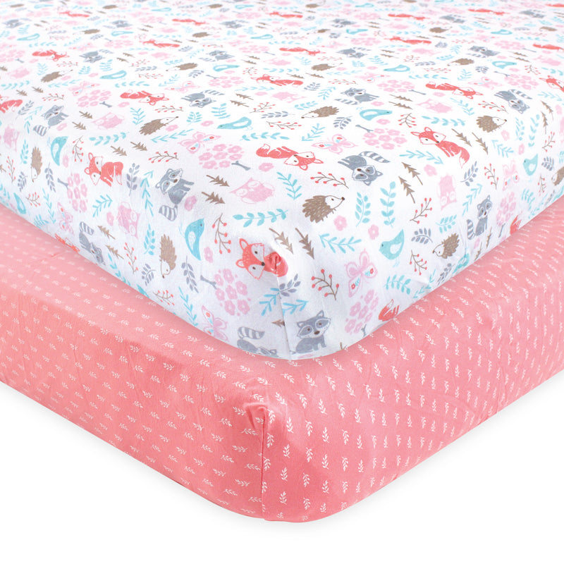 Hudson Baby Cotton Fitted Crib Sheet, Woodland Fox