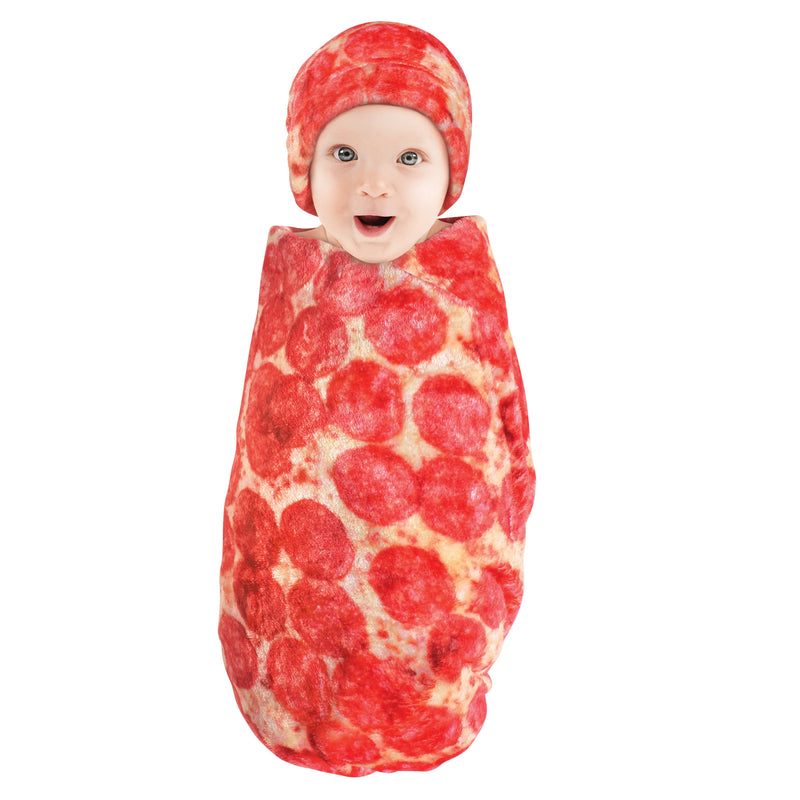 Hudson Baby Plush Food Burrito or Pizza Blanket and Cap, Pepperoni Pizza