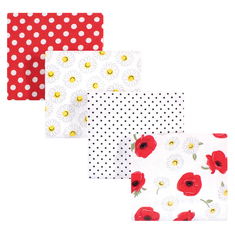 Hudson Baby Cotton Flannel Receiving Blankets, Poppy Daisy