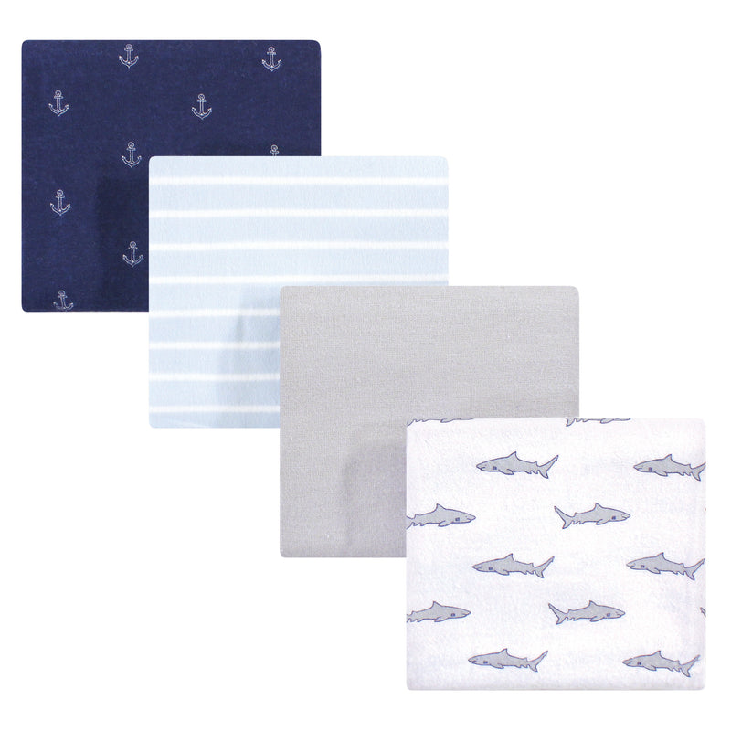 Hudson Baby Cotton Flannel Receiving Blankets, Shark