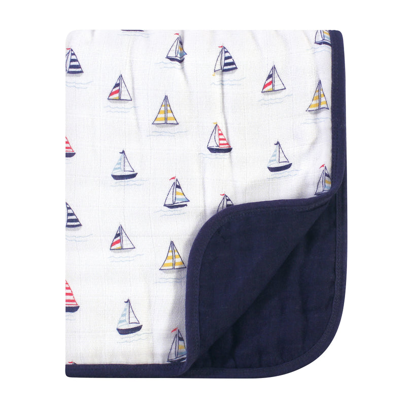 Hudson Baby Muslin Tranquility Quilt Blanket, Sailboat