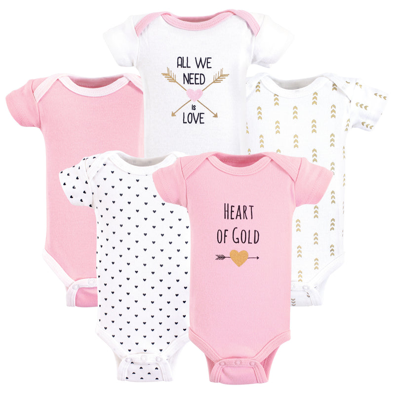 Hudson Baby Cotton Preemie Bodysuits, Heart Short-Sleeve